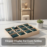 Jewelry Tray with Pillows Elegant Appearance 12-Compartment Jewelry Display Tray Bracelet Holder with Pillows Scuff Protection
