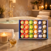 24 Pieces Boxed Bath Set Lidded Round Bath Spa Gift