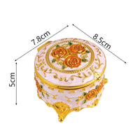 Floral Enamel Jewelry Box Gold Trim Vintage Floral Trinket Box Antique Finish