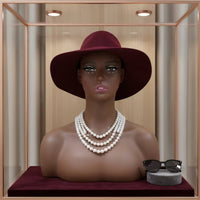 Mannequin Head with Shoulders Dark Skin Tone Realistic Hairpiece Head Shouldered Display Figure
