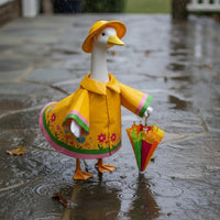 Goose Statue Raincoat Includes Hat and Umbrella Porch Goose Costume for Garden