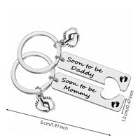 2 Pieces New Parent Keychain Stainless Steel Mom and Dad Keychain Keepsake Gift