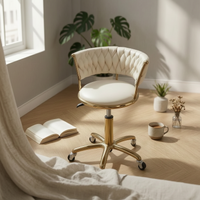 Tufted Swivel Chair Padded Seating Curved Backrest