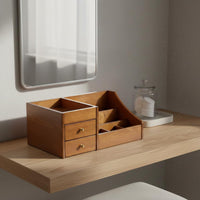 Wooden Makeup Organizer Easy to Access Desktop Beauty Storage Rack Desktop Cosmetics Rack for Vanity Table