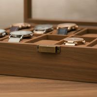 Wooden Watch Display Case Vintage Wood Grain Watch and Jewelry Organizer Soft Luxe Textile Lining Perfect Gift for Closet