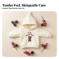 Autumn Winter Double-Sided Fleece Hooded Sweatshirt, Thick Warm Pullover, Cute Letter Pattern, Holiday Top for Babies