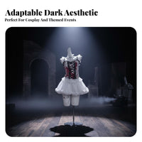 2 Pieces Gothic Angel Costume Lace Details Corset Top and Skirt Set for Women