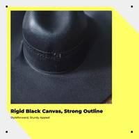 Black Wide Brim Cowboy Hat, Unisex, High Crown