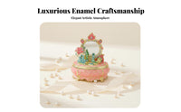 Ideal Gift Enameled Trinket Box with Mirror Exquisite Engraving Miniature Dressing Table Jewelry Box Rhinestone Accents for Women, Girls