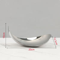 Mirror-Finish Tray Silver Curved-Moon Dish Tabletop Storage Table Accessory