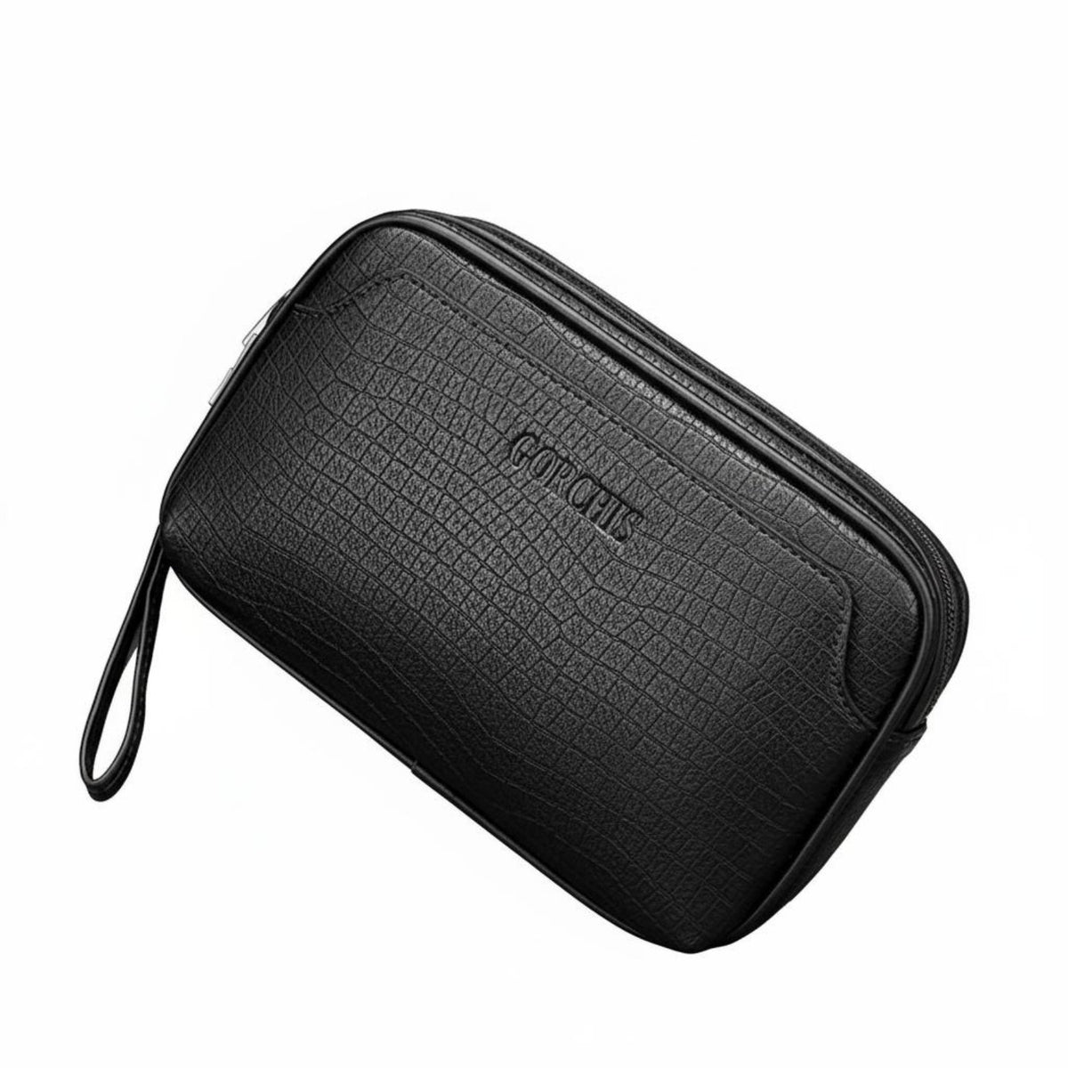 Men's Clutch Bag Multi-Compartment Men's Wristlet Pouch Detachable Wrist Strap