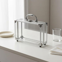 Transparent Makeup Container Sturdy Metal Frame Portable Cosmetic Storage Box