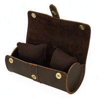 Crazy Horse Leather Watch Pouch Scuff Protection Leather Travel Watch Case Suede Wristwatch Holder Strong Attractive Clasp