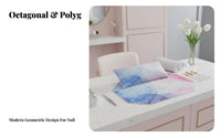 2 Pieces Marble Pattern Octagonal Manicure Mat Japanese Design Nail Hand Pillow Easy to Clean for Manicurists, Beauty Studio, Home Use