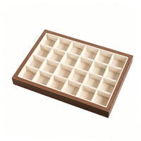 Walnut Jewelry Tray Large Capacity Jewelry Display Scratch Protection Velvet Lined Band Holder for Women, Dresser Top
