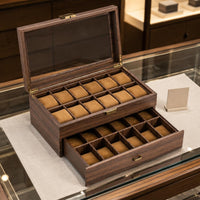 24-Slot Watch Box Divided Compartments 24-Slot Watch Organizer Locking Clasp