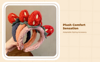 Plush Strawberry Headband, Cute Hair Accessories, Kids Party