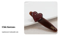 Red Heart Hair Barrette Korean Design Heart Hair Barrette Side Bangs Barrette Valentine's Day Themed Fashionable for Women