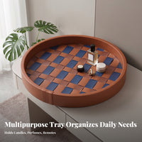 Stitched Detail Multifunctional Decorative Storage Tray Braided Organizer Tray