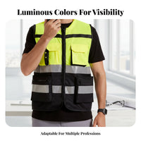 Reflective Safety Vest 360° Reflectivity High-Visibility Construction Vest Fastener Ed Reflective Gilet All-Gender Fit