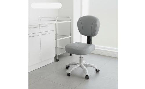 Back Support Adjustable Rolling Stool with Backrest PU Leather Upholstery Oral Assistant Stool High-Density Foam Task Chair for Beauticians, Dentists Artists, Medical Facility, Home Office, Laboratory
