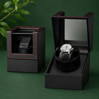 Automatic Watch Winder Red Stitching Single Watch Winder Transparent Window