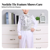 Children's Choir Sparkle Performance Costume, Boys Dance Stage Outfit, Vibrant Colors, Necktie Included