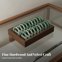 Multi-Compartment 20 Slot Bracelet Tray Showcase Quality Wooden Frame Jewelry Display Anti-Slip Surface for Retailers, Dresser Top, Closet