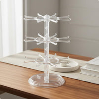 Rotating Jewelry Stand Adjustable Height 2-Tier Earring Holder Storage Tray Base