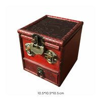 Vintage Wood Jewelry Box Embossed Floral Storage Item Multiple Drawers