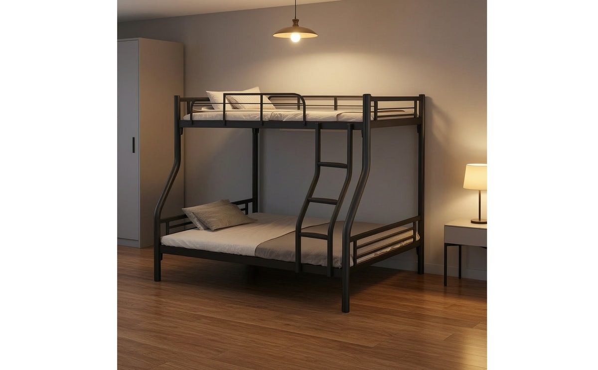 Space-Saving Metal Bunk Bed Sturdy Bunk Bed Frame Stable Furniture Compact for Teens, Kids, Bedroom