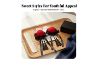 2 Pieces Chinese Design Hair Fastener S Handmade Doll-Like Hair Bun Caps Chinese Design Bun Cover Ribbon Knot Accent Doll-Like