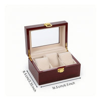 Watch Box with Window Solid Wood 3-Slot Watch Box Wooden for Dresser, Desk, Men