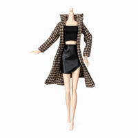 Doll Coat with Skirt Miniature Fashion Doll Clothes Soft for Dress-up Play