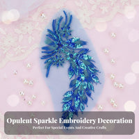Fine Workmanship Peacock Tail Embroidery Embellishment Hand Sewn Application Sequin Feather Embellishment Elegant Design for Dancers