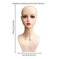 Mannequin Head with Makeup PVC Material Female Mannequin Bust and Shoulders Design for Cosplay Sellers, Hair Salon Owners, Beauty Salon