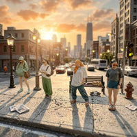 4 Pieces Miniature Figure Painted Scale Model Figure Toy Detailed Fully Assembled for Collectors, Dioramas, Street Layouts