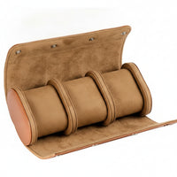 Watch Roll with Three Compartments Leather-Style Travel Watch Roll Portable for Collectors