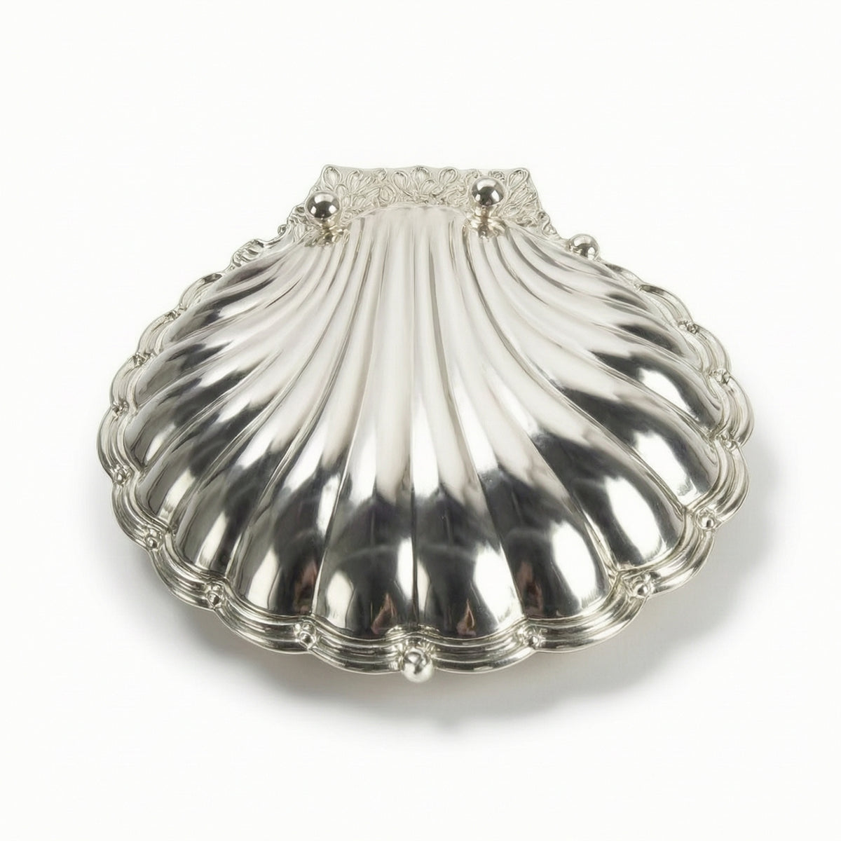 Clam Shell Dish Polished Shell-Shaped Plate Coastal Fruit Bowl with Base for Living Room