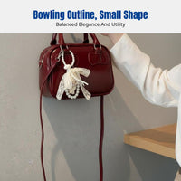 2025 Korean Style Women's Bowling Bag, Small Square PU Handbag, Shoulder & Crossbody, Fashionable Accessory