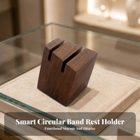 Walnut Wood Ring Display Holder Stand Faceted Ring Display Holder With