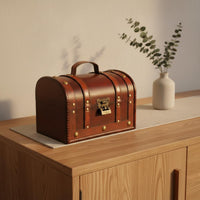 Vintage Wooden Box Decorative Wooden Keepsake Box with Lock Retro Treasure Chest Versatile Antique Design Chest