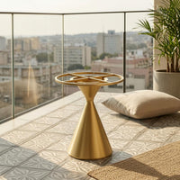 Carbon Steel Cone Side Table Base Tapered Round Pedestal Base Circular Top Frame 55 Cm Table Stand Cross Braces