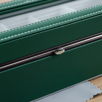 PU Leather Watch Box Metal Trim 6-Slot Watch Box Iron Hinge for Gift Packaging