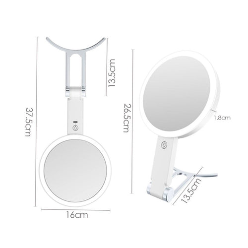 3-Color Light LED Makeup Mirror Dimmable Beauty Tool Foldable for Dressing Table, Travel
