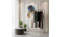 With Wheels Rolling Clothes Rack Rust-Proof Mobile Garment Stand Heavy Duty Freestanding Clothes Hanger Minimalist Design for Boutique