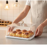 Rectangular Cake Cover Particle-Resistant Buffet Display Cover Rectangular Lidded Cake Tray Long-Lasting Transparent Food
