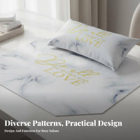 2 Pieces Marble Pattern Octagonal Manicure Mat Japanese Design Nail Hand Pillow Easy to Clean for Manicurists, Beauty Studio, Home Use