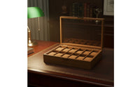 Wooden Watch Display Case Vintage Wood Grain Watch and Jewelry Organizer Soft Luxe Textile Lining Perfect Gift for Closet