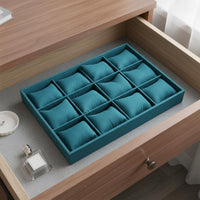 Velvet Jewelry Display Tray Multi Compartment Storage Safeguarding